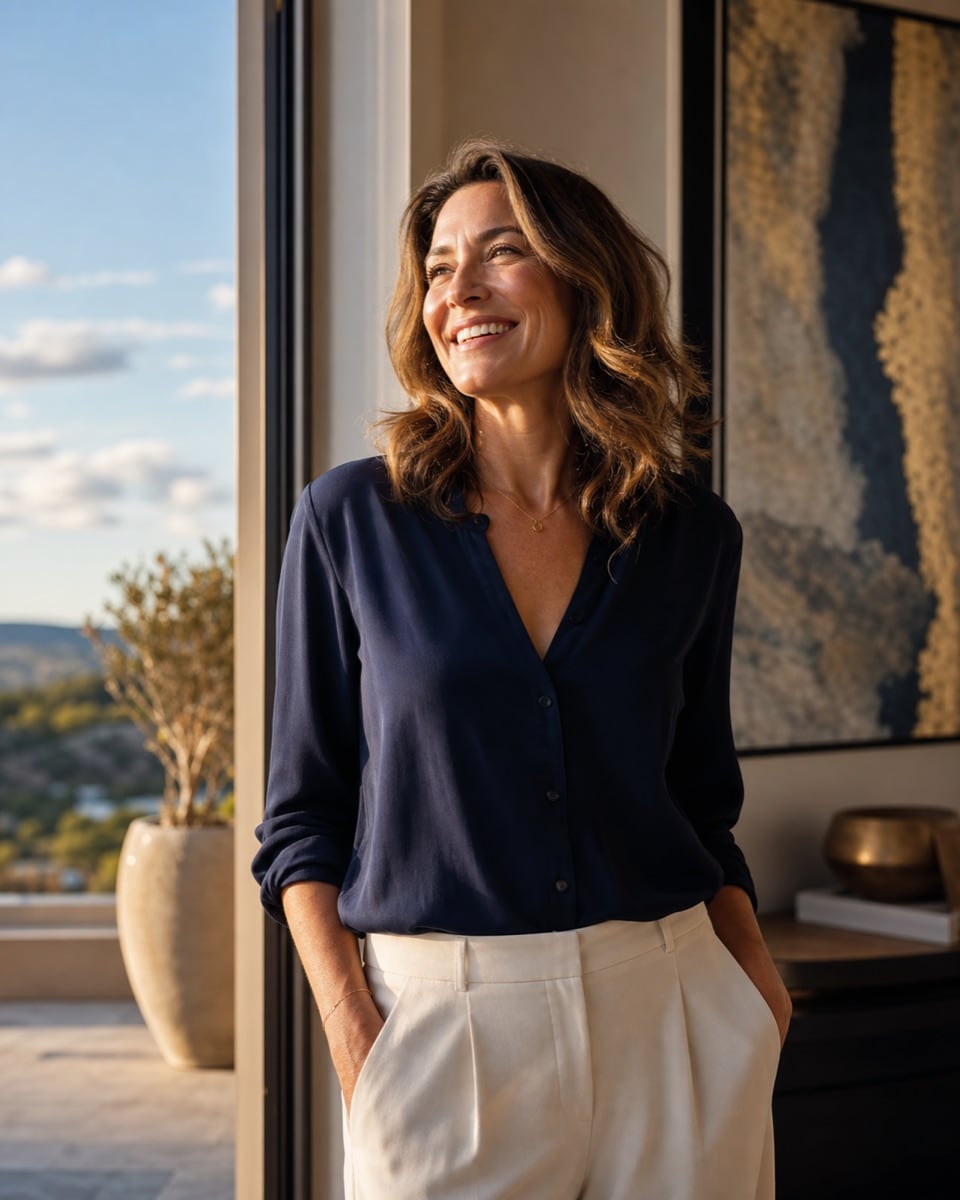A woman experiencing relief, confidence, and joy after lasting personal change