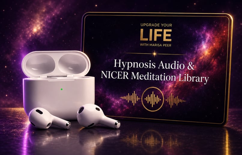 Upgrade Your Life hypnosis audio and NICER meditation library with wireless earbuds